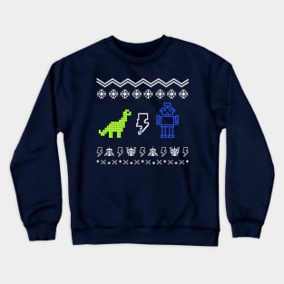 Dino Vs. Robot Ugly Christmas Sweater Crewneck Sweatshirt